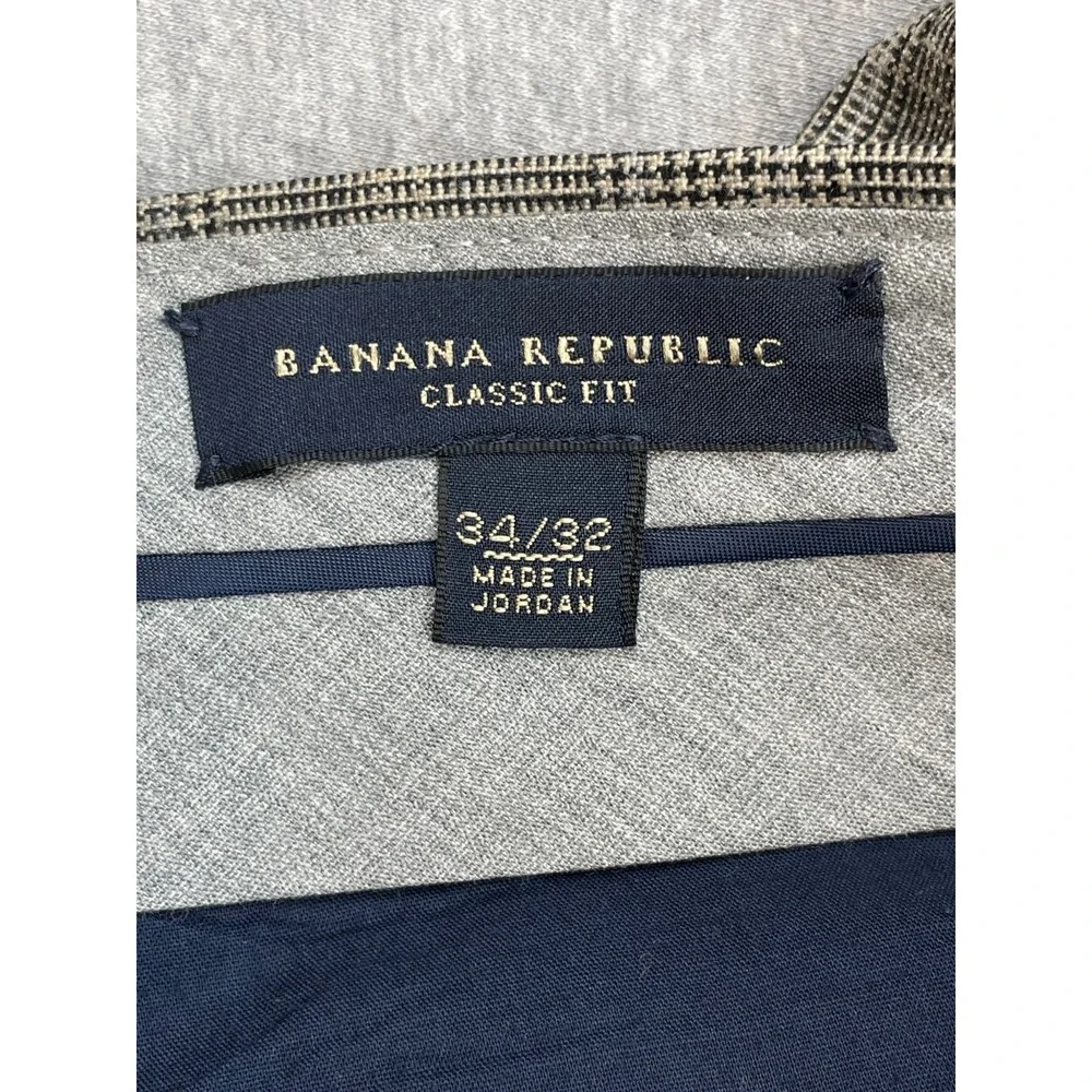 Banana Republic Pants Mens 34 x 32 Plaid Wool Blend Stretch Classic Fit Straight